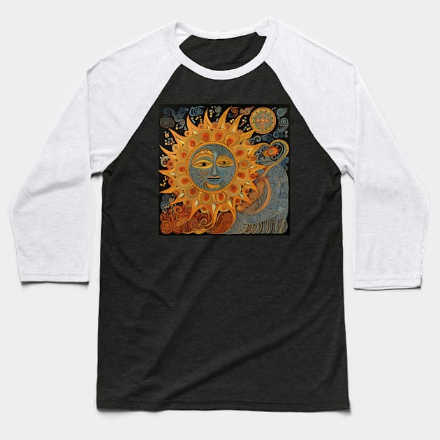 Sun Mandala Harmony Baseball T-Shirt by Celynoir